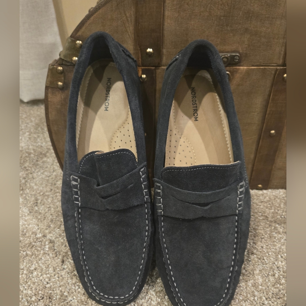 Nordstrom Men's Dark Blue Suede Slip-Ons Worn Once